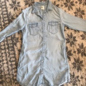 Light blue denim shirt dress